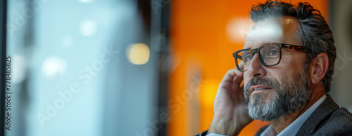 Man With Glasses Talking on Cell Phone