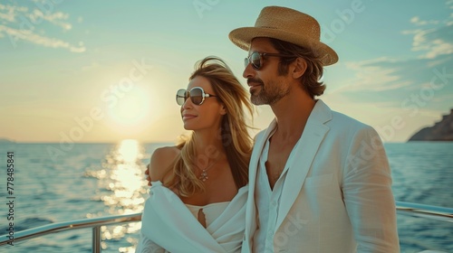 A Man and a Woman Sitting on a Boat