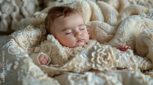 Baby Sleeping in White Blanket