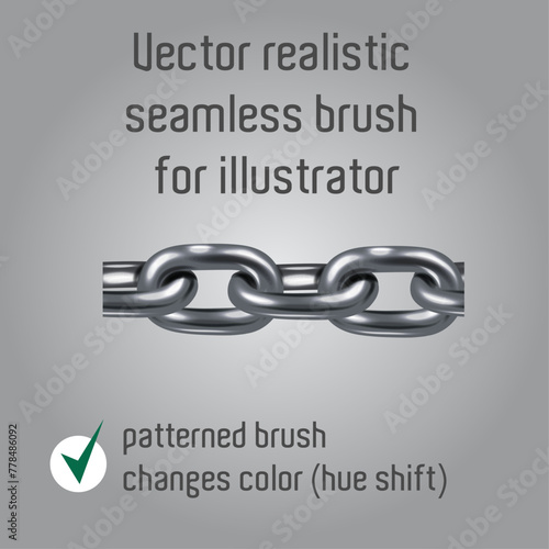 Vector Realistic Seamless Chain Brush for Illustrator with Hue Shift