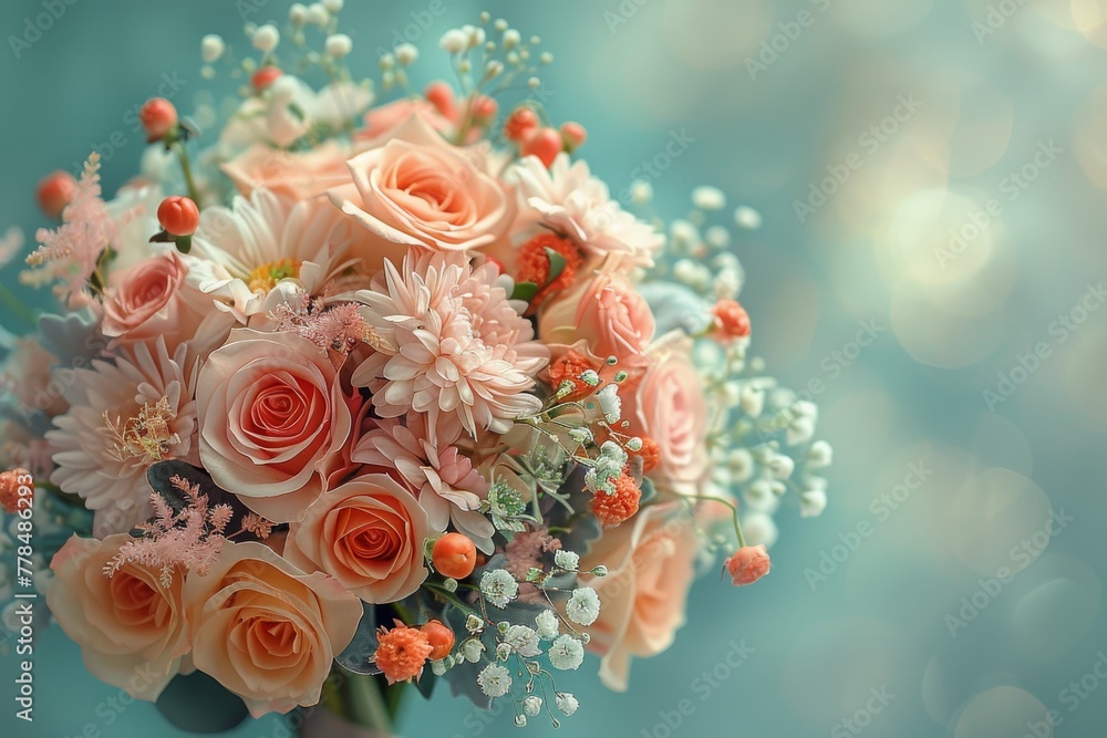 Bridal Bouquet of Pink Roses and Babys Breath Bridal Bouquet of Pink Roses and Babys Breath