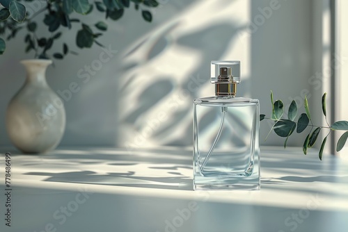Bottle of Perfume Next to Flower