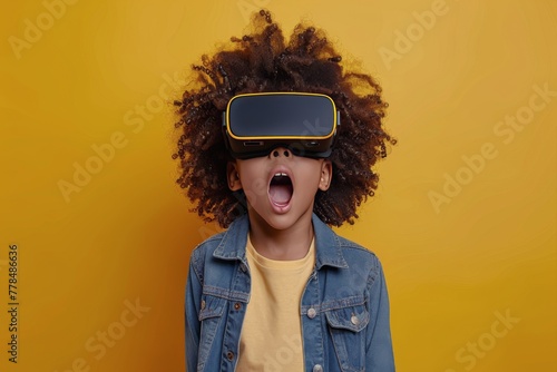 Young Child Wearing Virtual Reality Headset