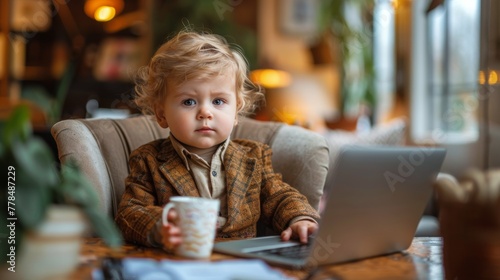 Young Girl Using Laptop in Chair