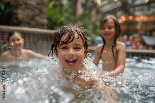 Kids Playing in a Pool of Water