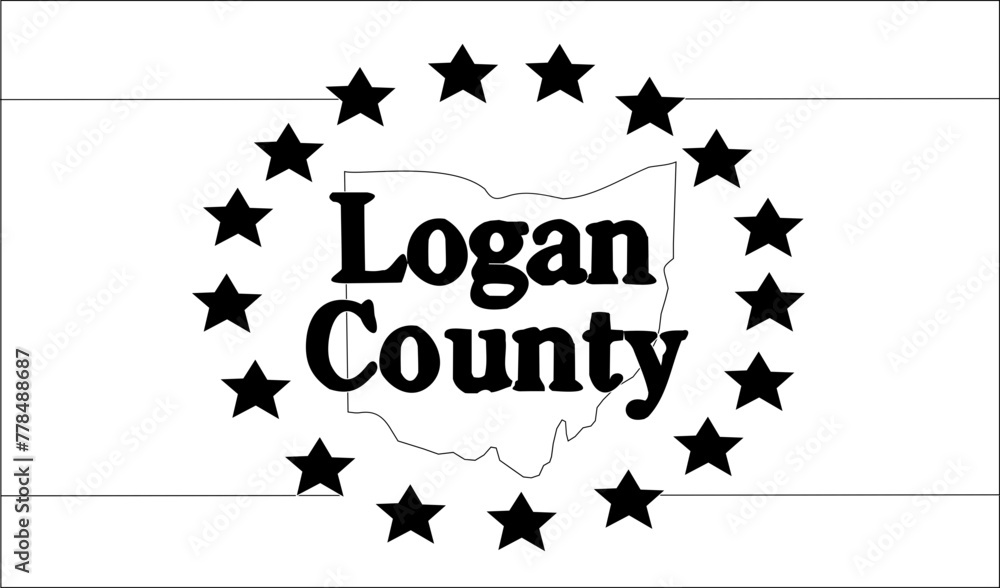 County Flag, Ohio, state, of, vector svg, line art, cut file, black ...