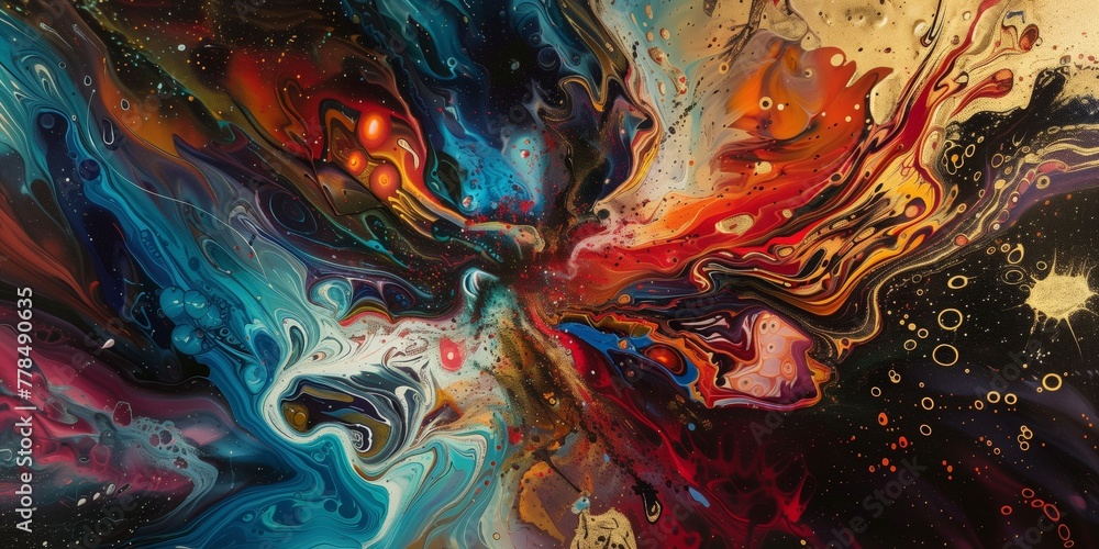 Vibrant Realistic Abstract Artwork with Dynamic Colour Palette, Contemporary Design Concept