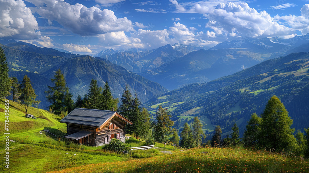 summer landscape with house