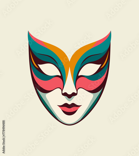 A vector illustration showcasing a beautiful woman adorned with a festive mask, embodying the vibrant spirit of a carnival celebration.