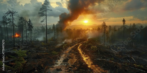 Exploring the correlation between deforestation for military needs and its contribution to the complex web of climate change.
