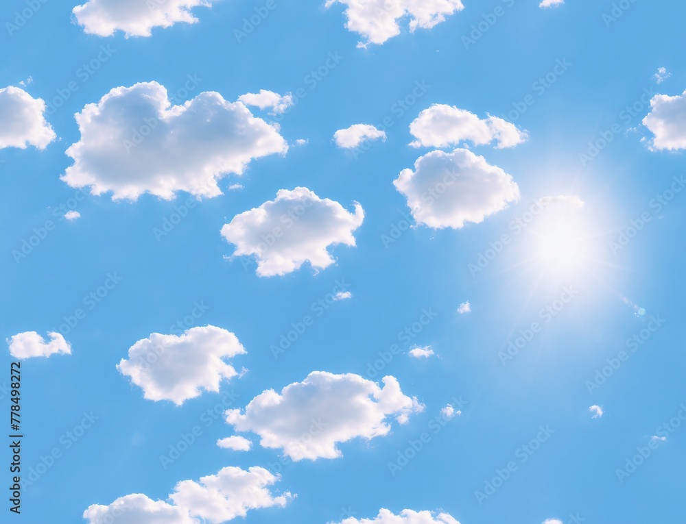 A blue sky with white clouds floating in it. - seamless and tileable A blue sky with white clouds floating in it. - seamless and tileable