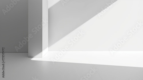 A minimalist white background with a single  perfectly centered shadow of a geometric object.