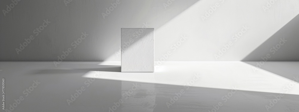 A minimalist white background with a single, perfectly centered shadow of a geometric object. A minimalist white background with a single, perfectly centered shadow of a geometric object.
