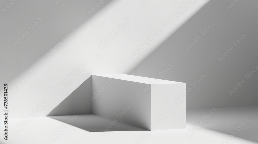 A minimalist white background with a single, perfectly centered shadow of a geometric object. A minimalist white background with a single, perfectly centered shadow of a geometric object.