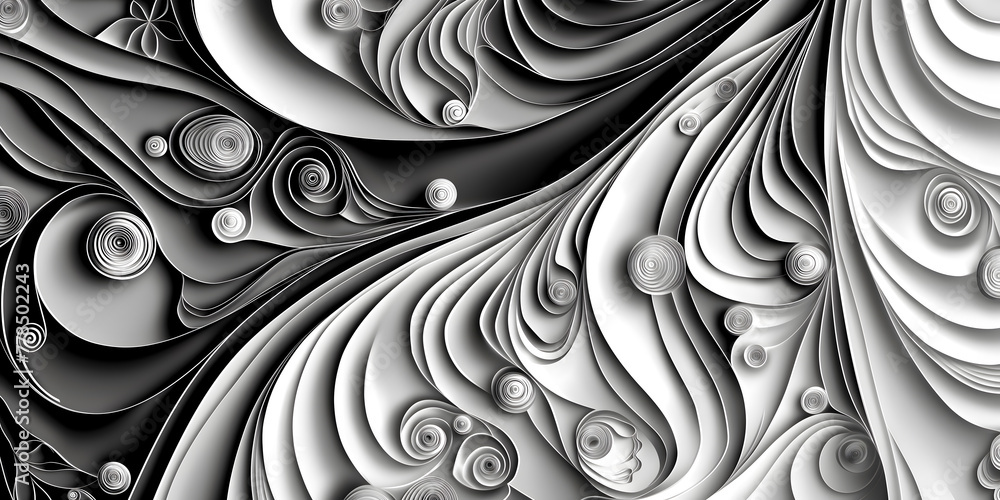 elegant abstract background in quilling, displaying skill and creativity in crafting paper patterns and ornaments,perfect for design and decor,black and white palette elegant abstract background in quilling, displaying skill and creativity in crafting paper patterns and ornaments,perfect for design and decor,black and white palette