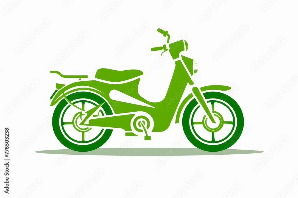 Electric bike icon on white background, green transportation symbol, vector illustration