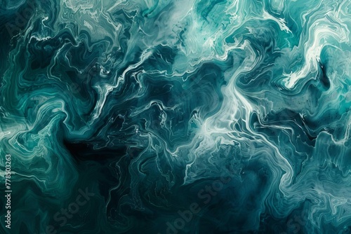 Abstract teal blue green gradient paint background, liquid fluid grunge texture, digital art