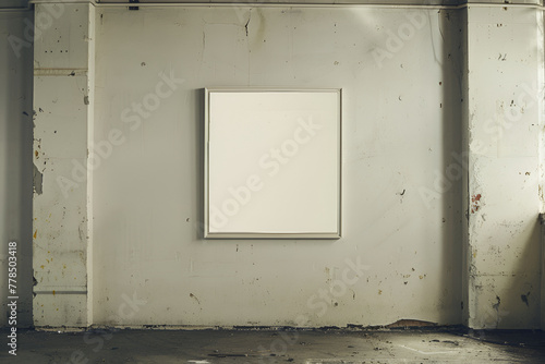 Discreet white photo frame on the wall with empty space for the image. High quality photo