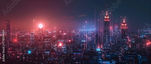 Futuristic Cityscape Radiating with 5G Technology. Concept Futuristic Cityscape  5G Technology  Innovative Architecture  Smart Infrastructure  Connected Urban Living