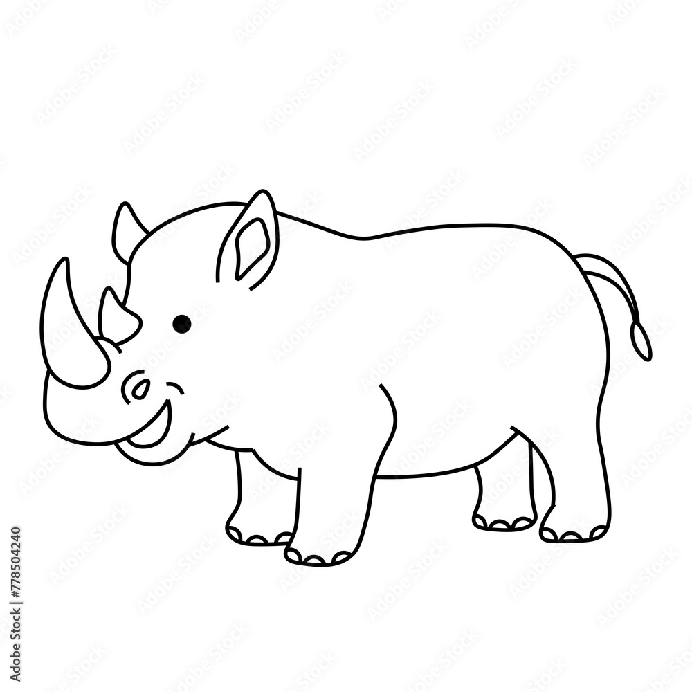 Fototapeta premium rhino cartoon coloring page