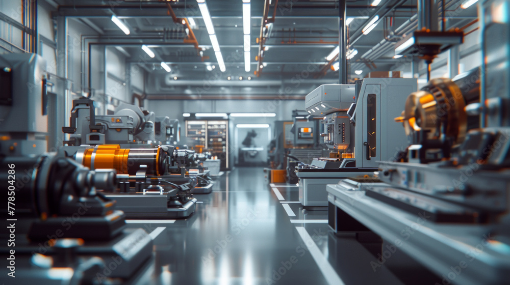 A precision tool manufacturing facility with CNC grinders and inspection equipment, momentarily still but ready to produce high-quality cutting tools A precision tool manufacturing facility with CNC grinders and inspection equipment, momentarily still but ready to produce high-quality cutting tools
