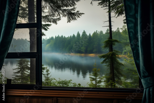 View of a lake through a window © Canvas Alchemy