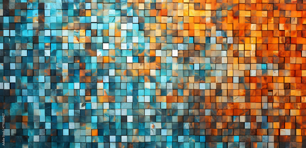 Colorful mosaic tile wall
