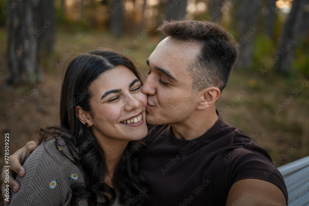 Man and woman young adult couple in nature self portrait selfie ugc Man and woman young adult couple in nature self portrait selfie ugc