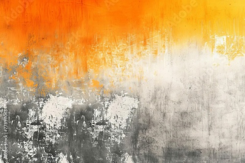 Orange yellow grey white abstract background, grainy texture, grungy spray, color gradient, retro vibe
