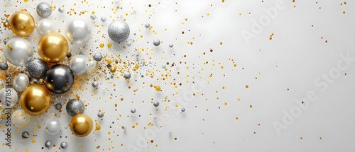 Elegant Birthday Sparkle with Balloons & Confetti. Concept Birthday, Elegant, Sparkle, Balloons, Confetti