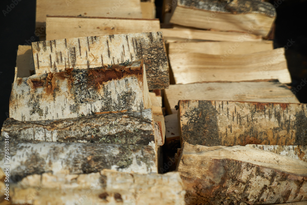 chopped firewood, wood, birch, firewood for the barbecue chopped firewood, wood, birch, firewood for the barbecue
