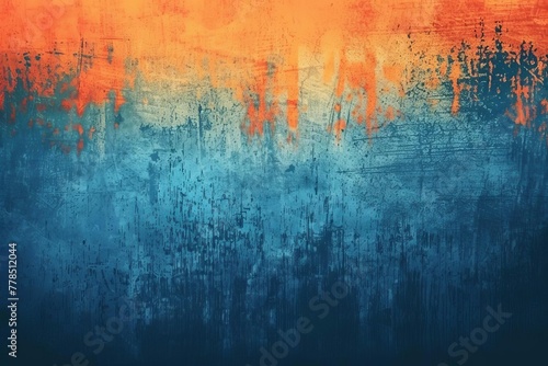 Grungy blue and orange gradient background with retro vibe, perfect for vintage-inspired designs, abstract illustration photo