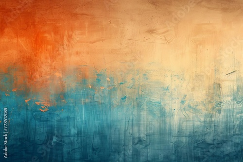 Grungy blue and orange gradient background with retro vibe, perfect for vintage-inspired designs, abstract illustration