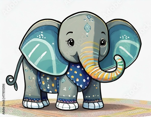 mini cartoon Elephant image fot children with white background photo