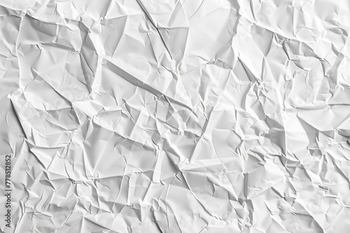 White crumpled paper texture background, abstract rough surface pattern illustration photo