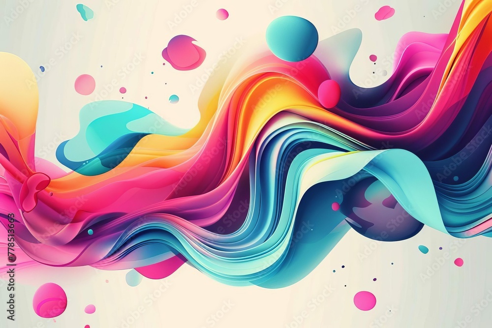 Abstract 3D flowing colorful shapes, futuristic liquid design, modern art illustration