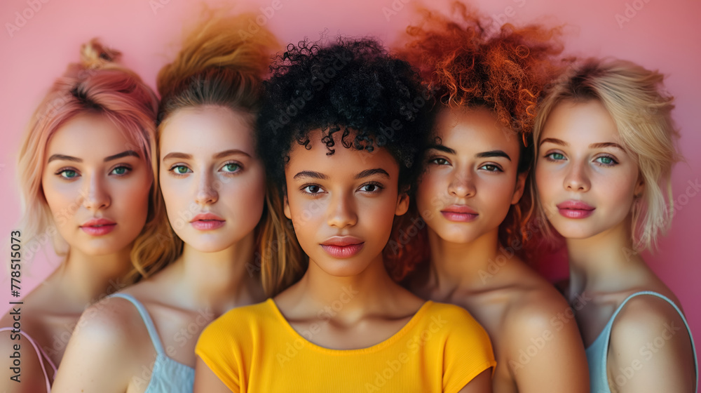Fototapeta premium portrait of diverse multinational young women. international women's day