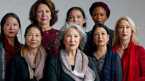 portrait of diverse multinational mature women. international women's day