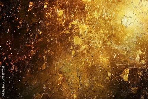 Abstract Gold Light Shade with Grainy Noise Texture, Bright Glow Background, Digital Illustration