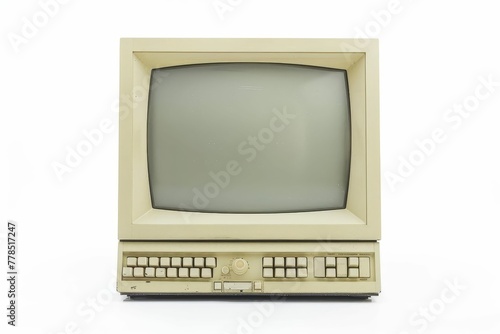 Retro Television Set with Blank Screen Isolated on White, Vintage Technology Still Life Photo