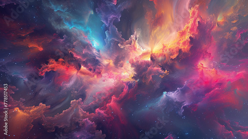 Radiant bursts of abstract mix colors floating in a cosmic sea of creativity