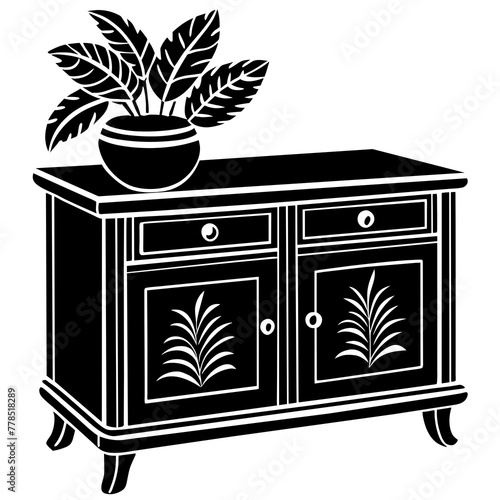 sideboard silhouette vector illustration