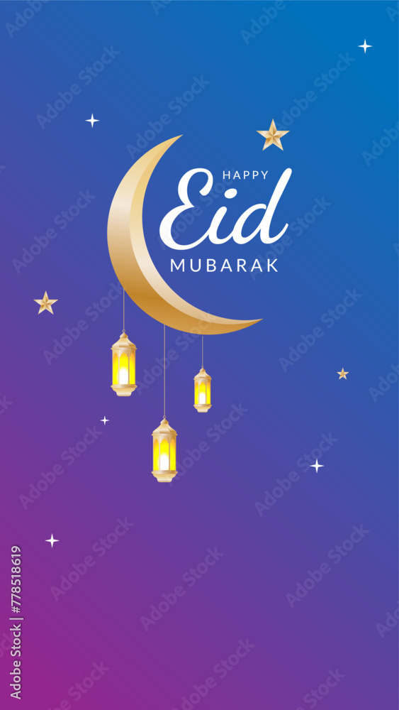 Naklejka premium Eid al fitr greeting in vertical format for social media status or story or any design