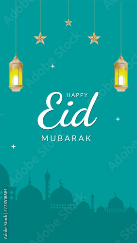 Eid al fitr greeting in vertical format for social media status or story or any design