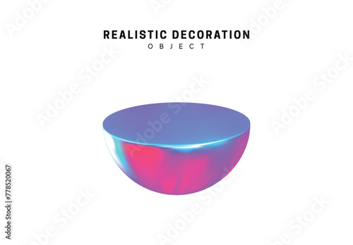 half ball, half sphere 3d element for design Hologram gradient. vector illustration