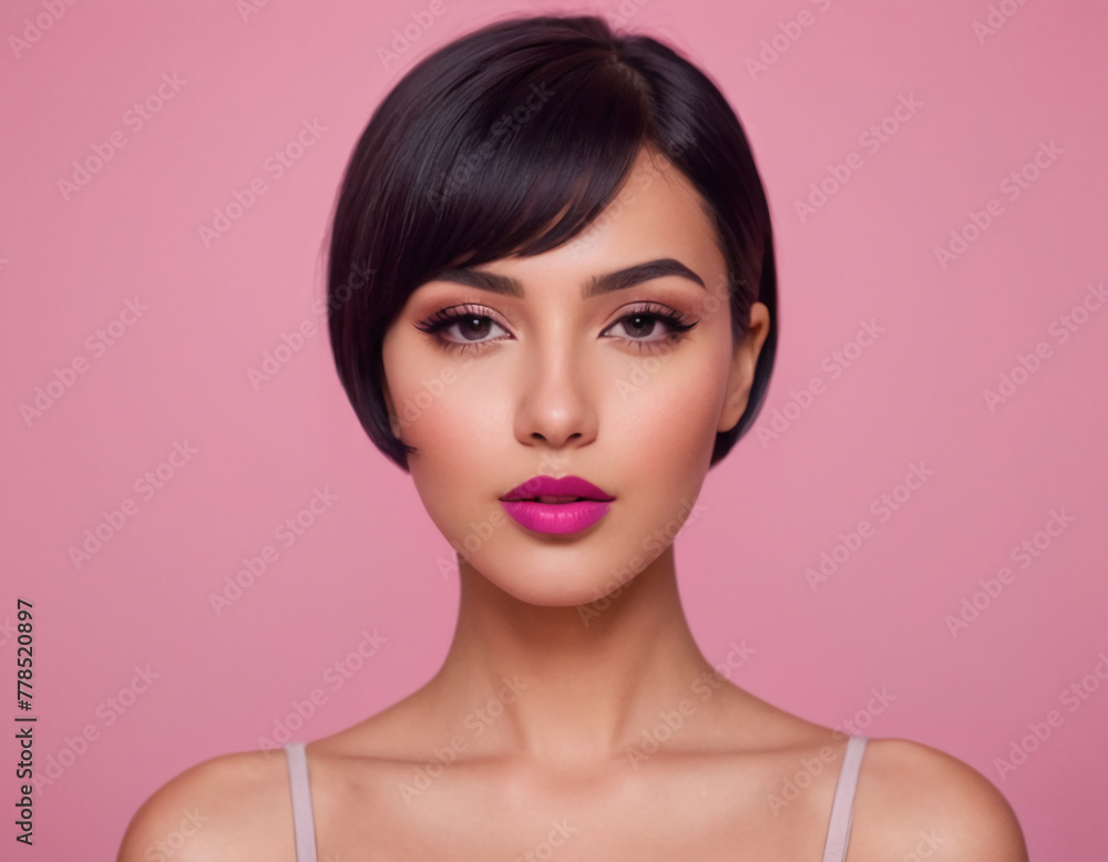 portrait of a beautiful brunette woman with short hair portrait of a beautiful brunette woman with short hair