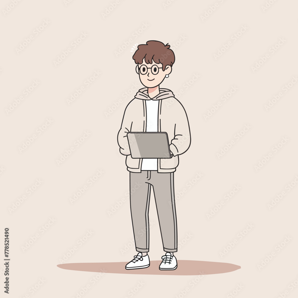 Vector illustration of a boy singing into a microphone on a pink background. Vector illustration of a boy singing into a microphone on a pink background.