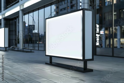 Empty modern billboard mockup in public area, advertising space for promotions and offers, 3D illustration