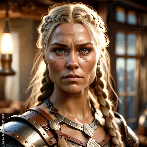 Game Avatar Character Art - Female Blonde Viking Warrior 01