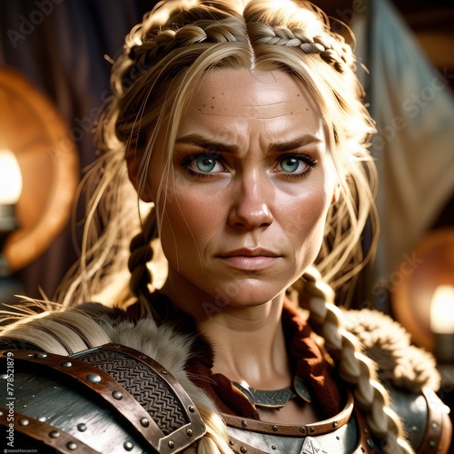 Game Avatar Character Art - Female Blonde Viking Warrior 01